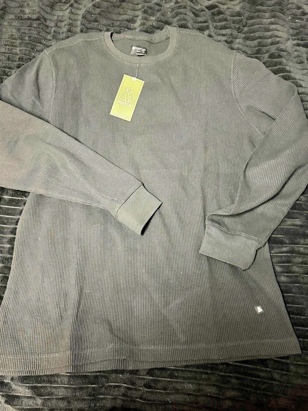 MATIX WAFFLE KNIT Black Long Sleeve Shirt NWT